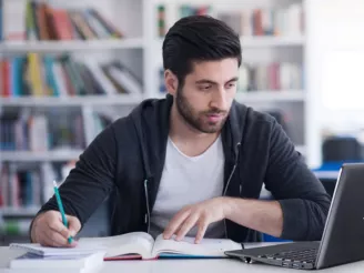 man working at computer