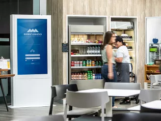 Digital signage display in busy canteen