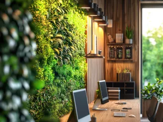 Faux Green Wall in Office