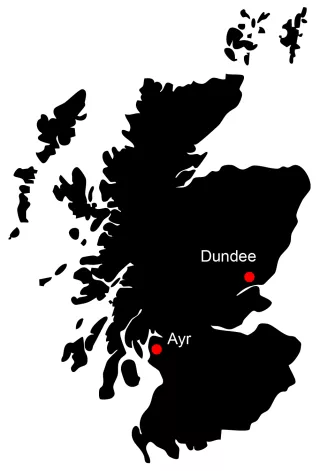 map of sharp offices in Scotland