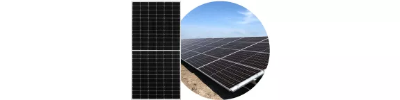 440w solar panels next to an image of them in use