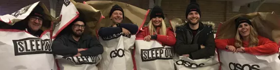 Sharp staff in Centrepoint sleeping bags
