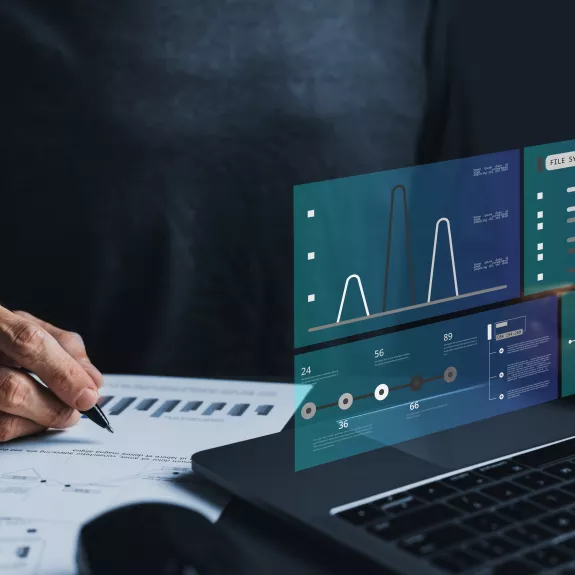 Man using Microsoft Dynamics 365 Business Central