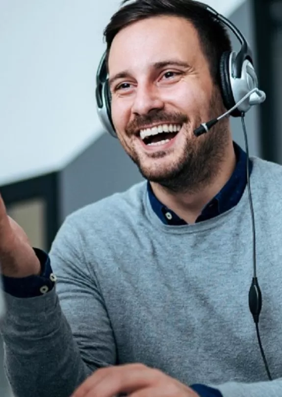 A man wearing a headset