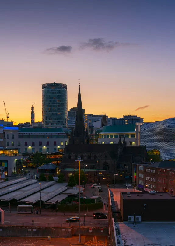 Birmingham skyline in the evening