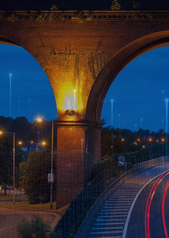 View of Stockport viaduct at night